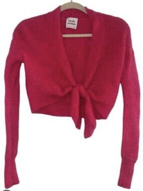 Little Moon Women's Size XS Bright Fuchsia Knit Tie-Front Cardigan